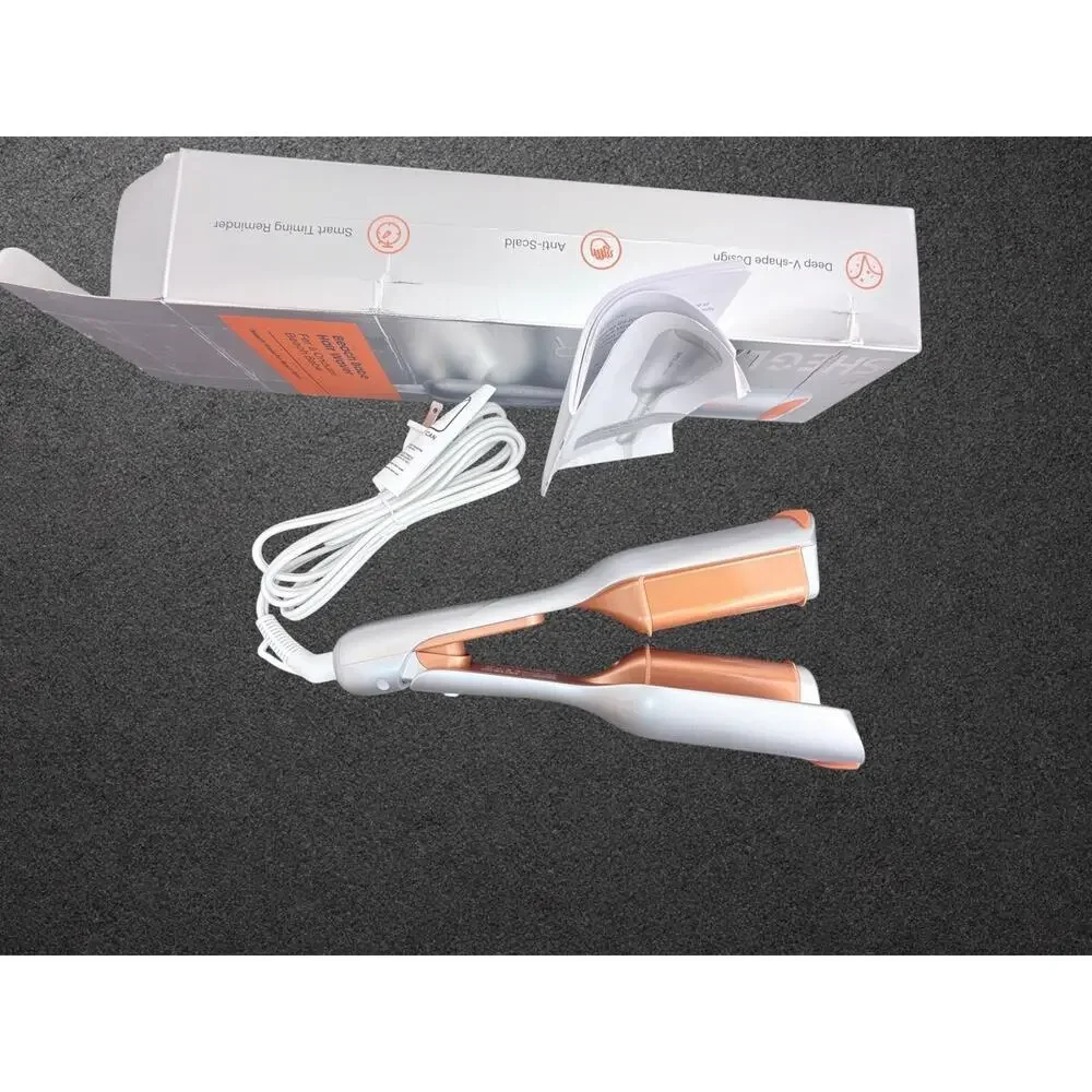 SHEGLAM HAIR Beach Babe Hair Waver Anti-Scald Smart Timing Reminder White/Orange
